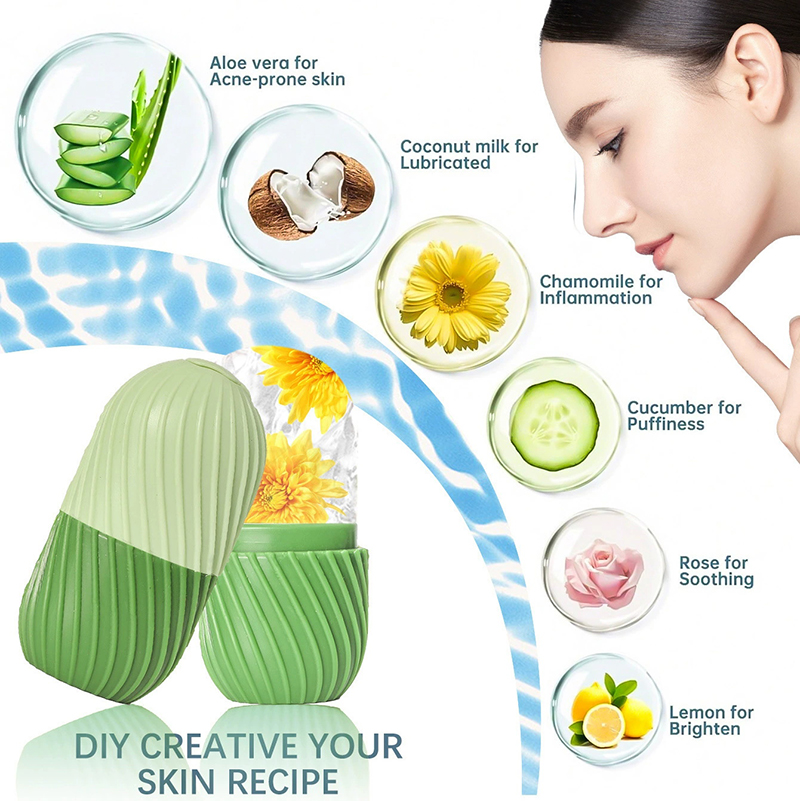 Face Ice Roller Puffiness - 【แม่พิมพ์ลูกกลิ้งน้ำแข็งซิลิโคน 1 ชิ้น ใช้ซ้ำได้ สำหรับลดอาการบวม บำรุงผิว