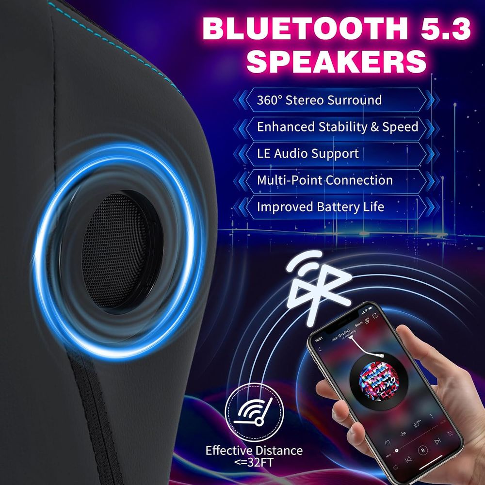 เก้าอี้เกมมิ่งพร้อมไฟ LED ลำโพ - Massage บทวิจารณ์และราคา